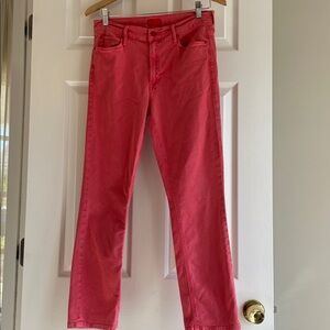 MOTHER Bold Pink/Red Jeans ~ The Mid Rise Dazzler Ankle